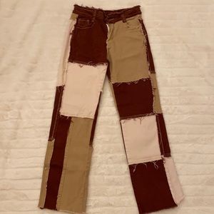 Brown Patchwork Boyfriend Jean